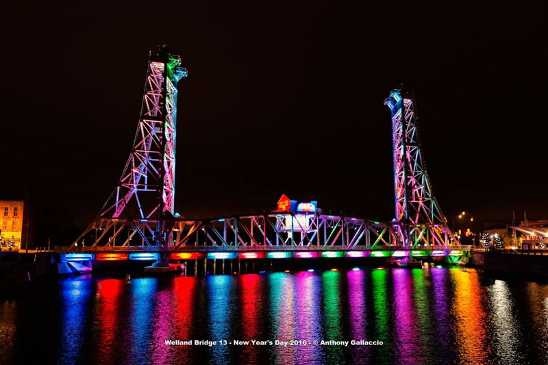 <p class="p1">Come&nbsp;and&nbsp;see&nbsp;Welland&nbsp;Bridge&nbsp;13&nbsp;lit&nbsp;up&nbsp;Downtown&nbsp;Welland&nbsp;every&nbsp;night&nbsp;with&nbsp;its&nbsp;beautiful&nbsp;colour&nbsp;changing&nbsp;LED&nbsp;lightsCheck&nbsp;out&nbsp;Facebook/WellandBridge13&nbsp;and&nbsp;Twitter @WellandBridge13&nbsp;for&nbsp;special&nbsp;light&nbsp;shows&nbsp;and celebrations.</p>